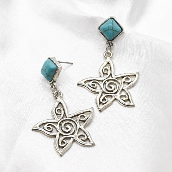 Turquoise Starfish Earrings - Picture 1 of 4